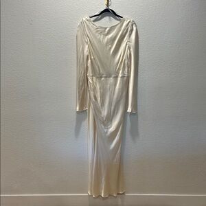 Shona Joy Elegant Cream Long Sleeve Dress